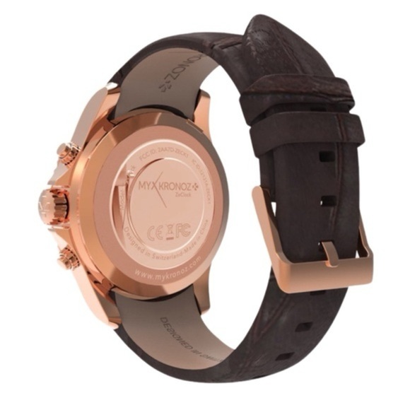 MICHAEL KORS • Black Leather Access Gage Rose Gold Hybrid Smart Watch - Picture 4 of 11